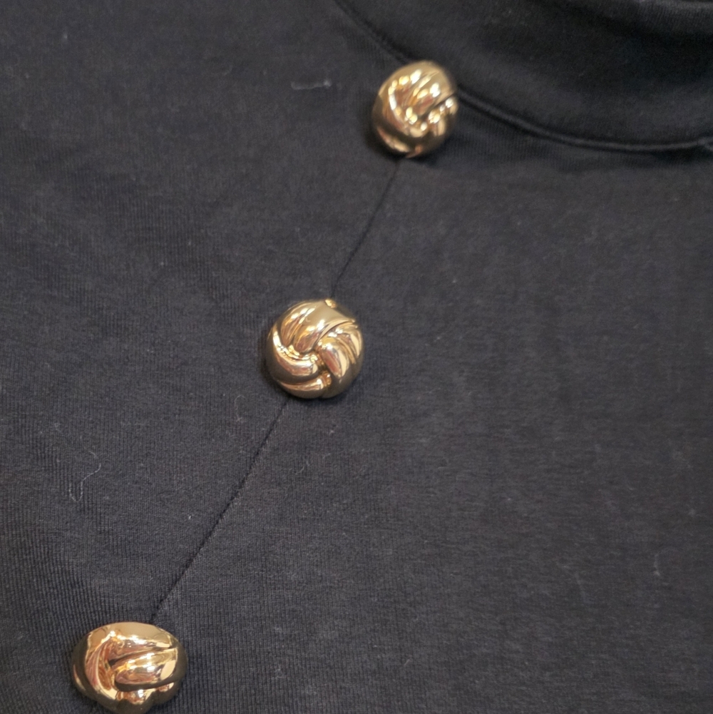 Commense Black Long Sleeve Top with Gold Button Detail - Picture 2 of 5